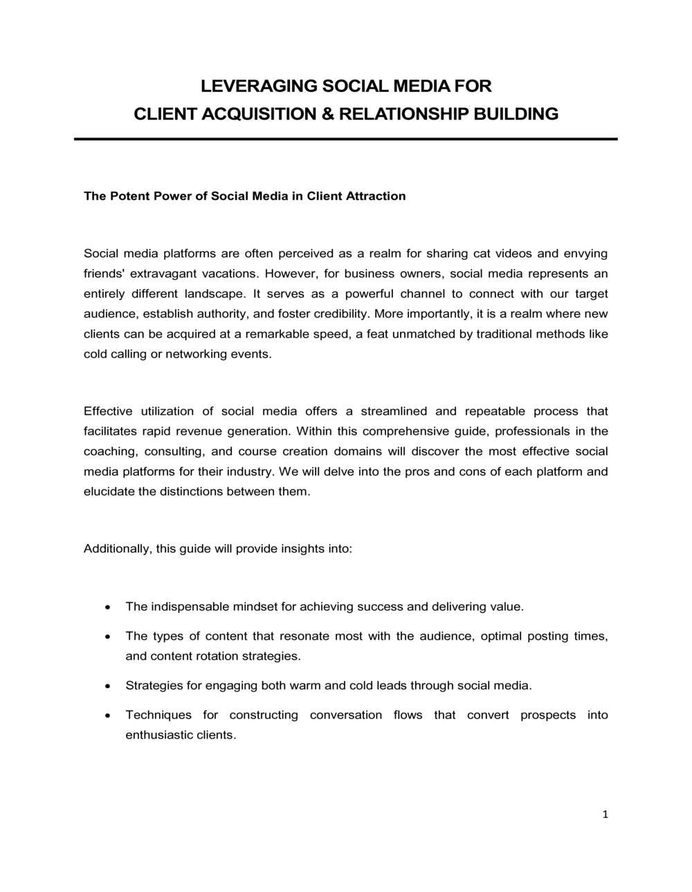 Business-in-a-Box's Leveraging Social Media For Client Acquisition and Relationship Building Template