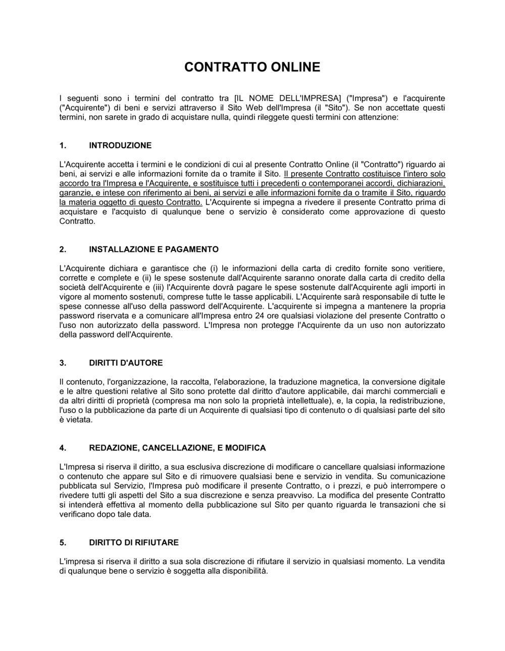 Business-in-a-Box's Liberatoria delle vendite online