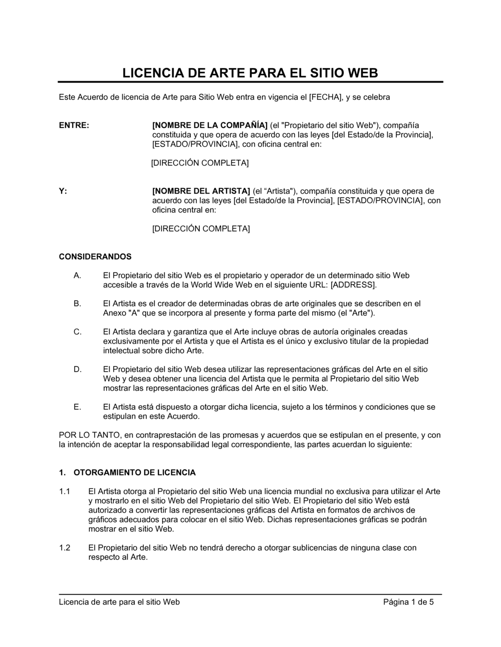 Business-in-a-Box's Licencia de arte para el sitio Web
