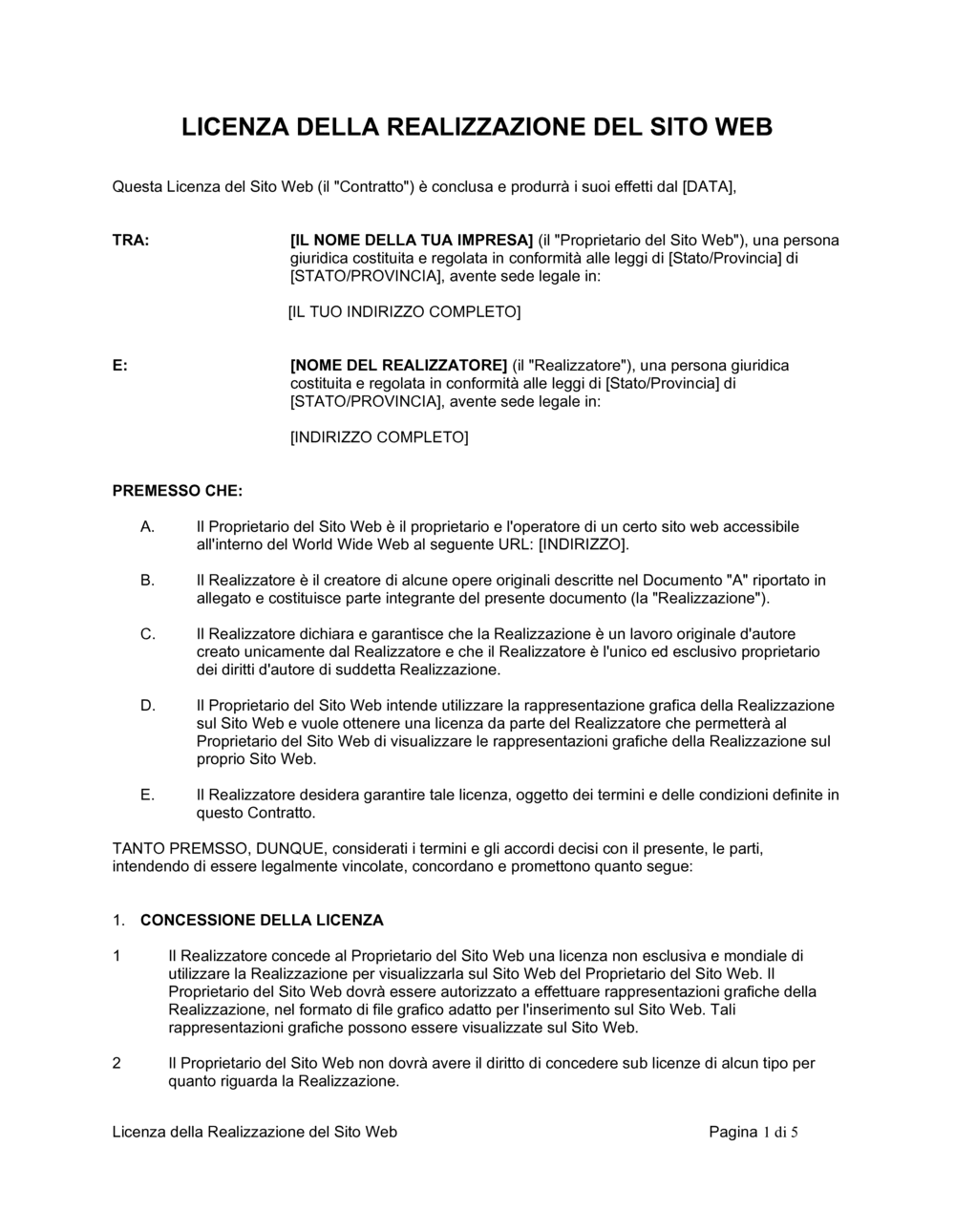 Business-in-a-Box's Licenza del sito web