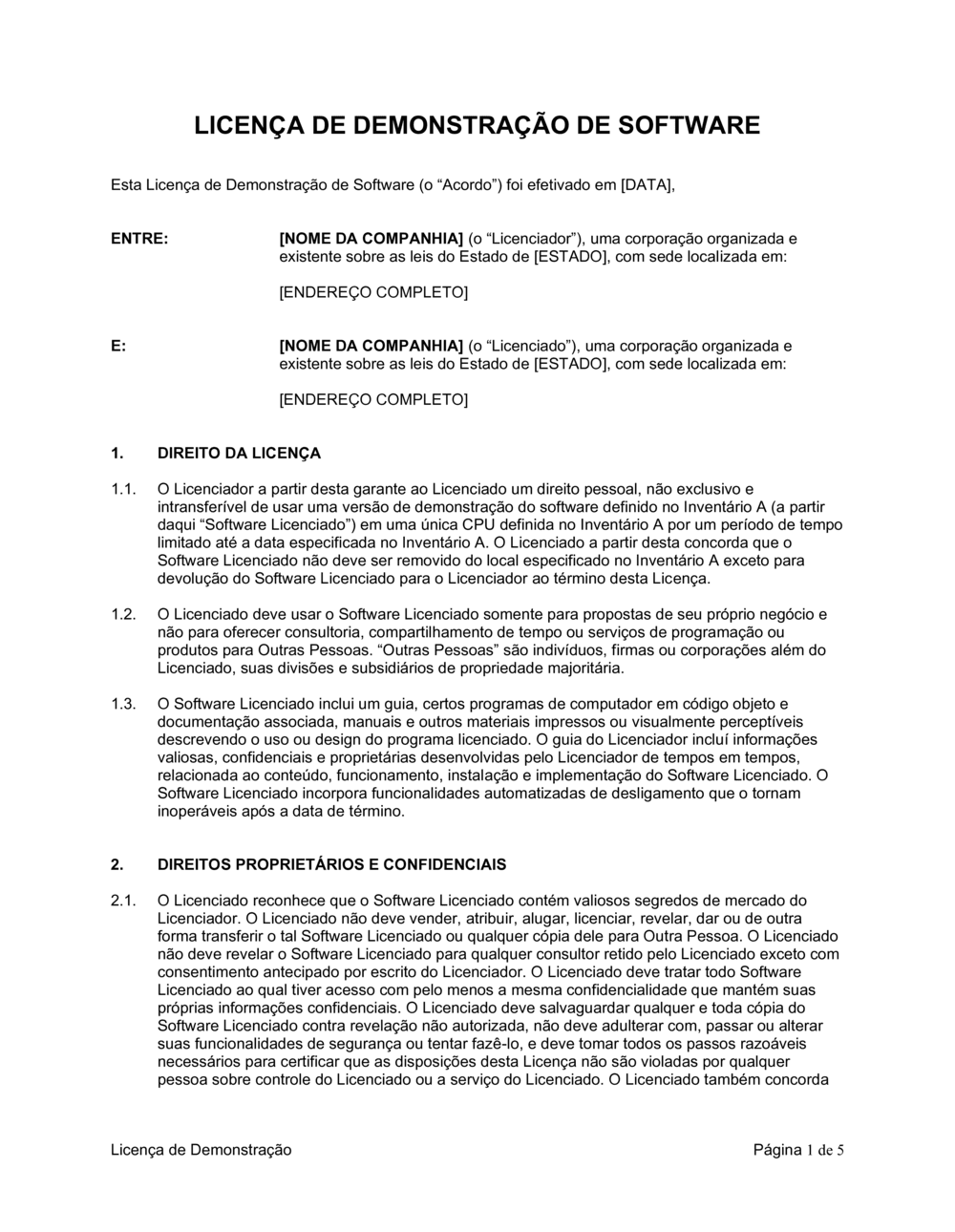 Business-in-a-Box's Licença de Demonstração do Software
