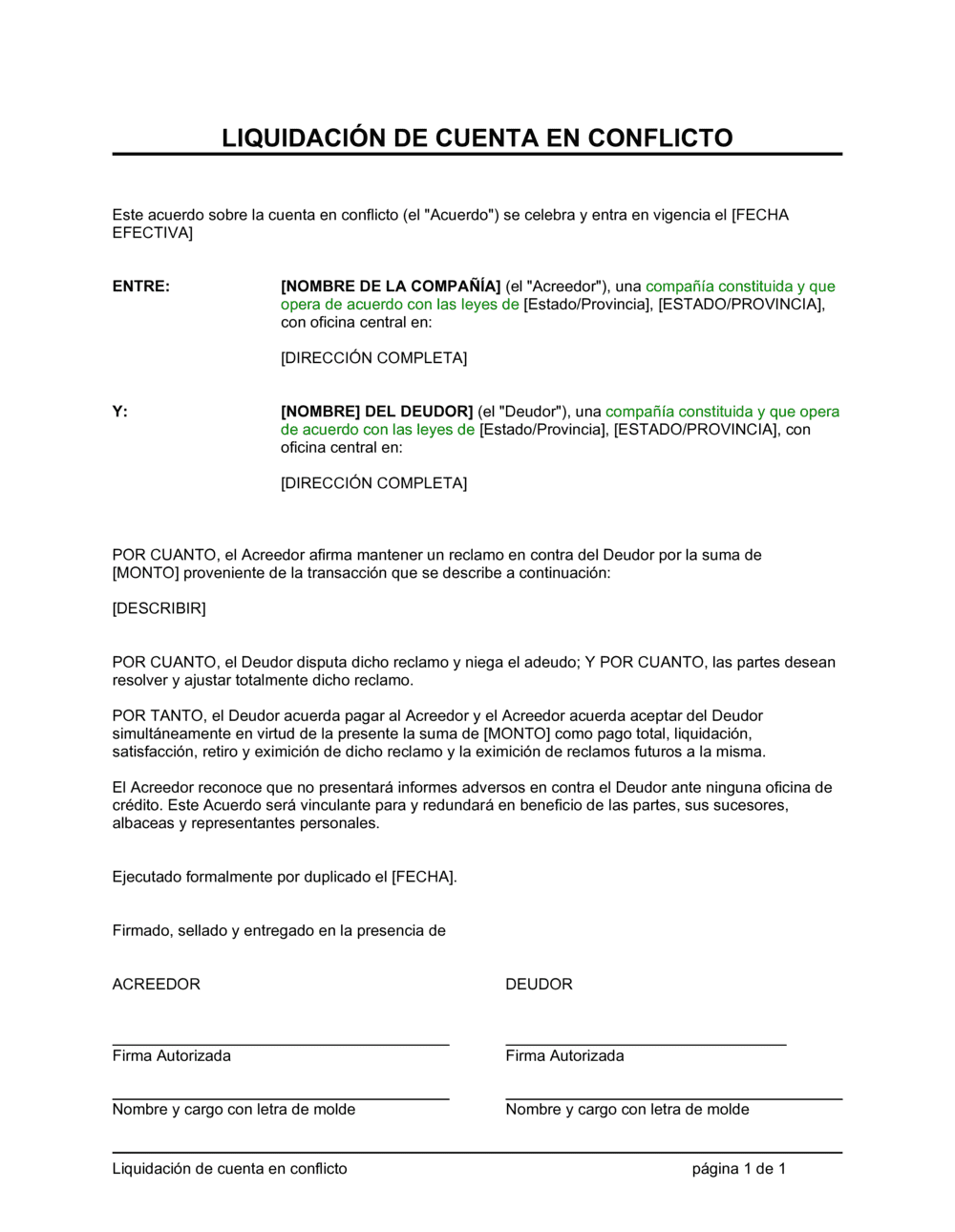 Business-in-a-Box's Liquidación de cuenta en conflicto