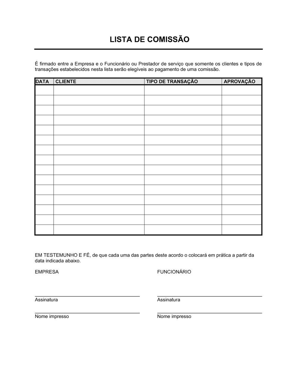 Business-in-a-Box's Lista de Comissão