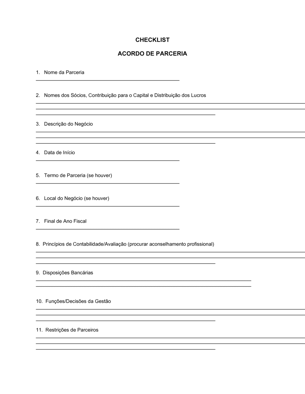 Business-in-a-Box's Lista de Conferência Acordo de Parceria