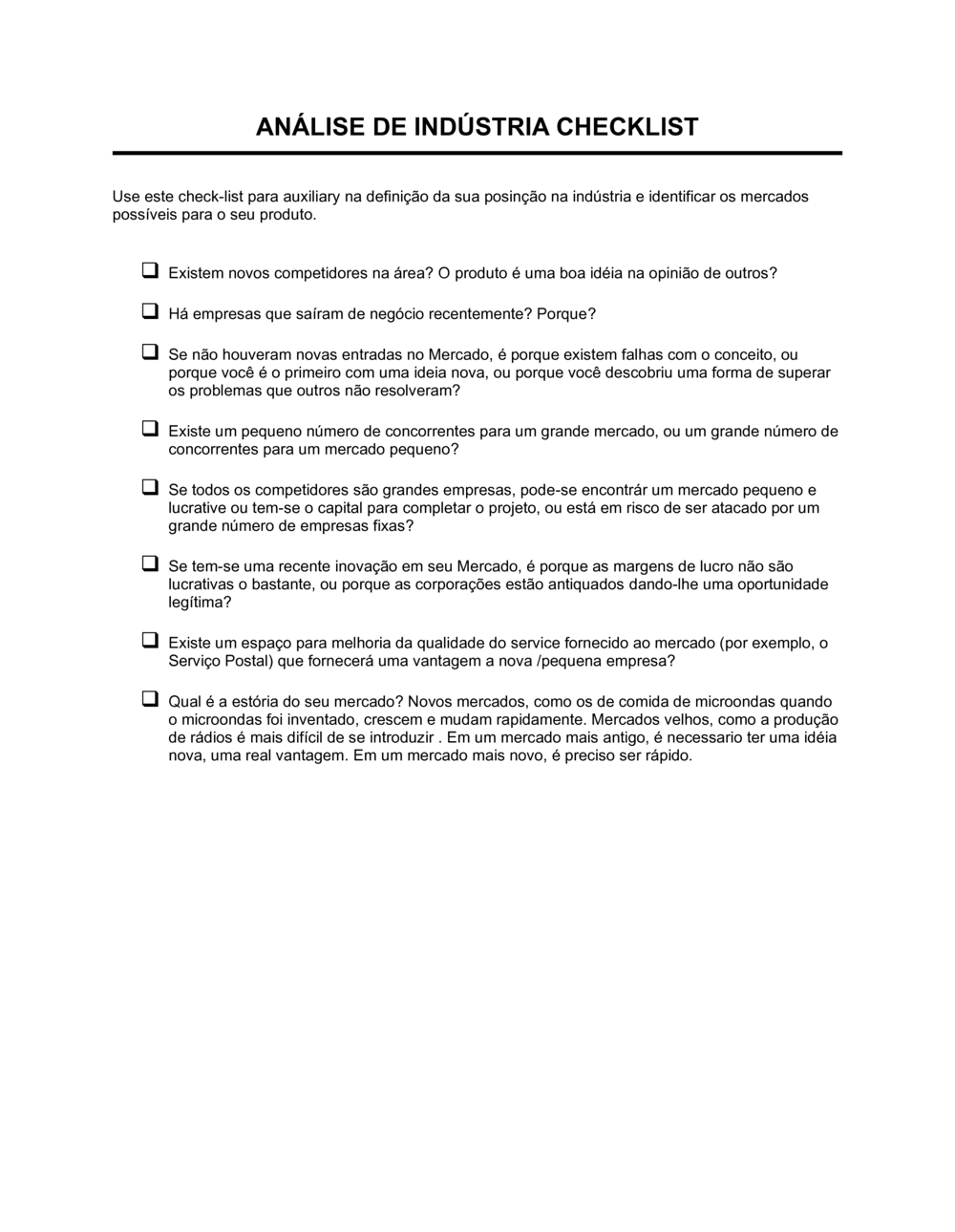 Business-in-a-Box's Lista de Conferência Análises da Área
