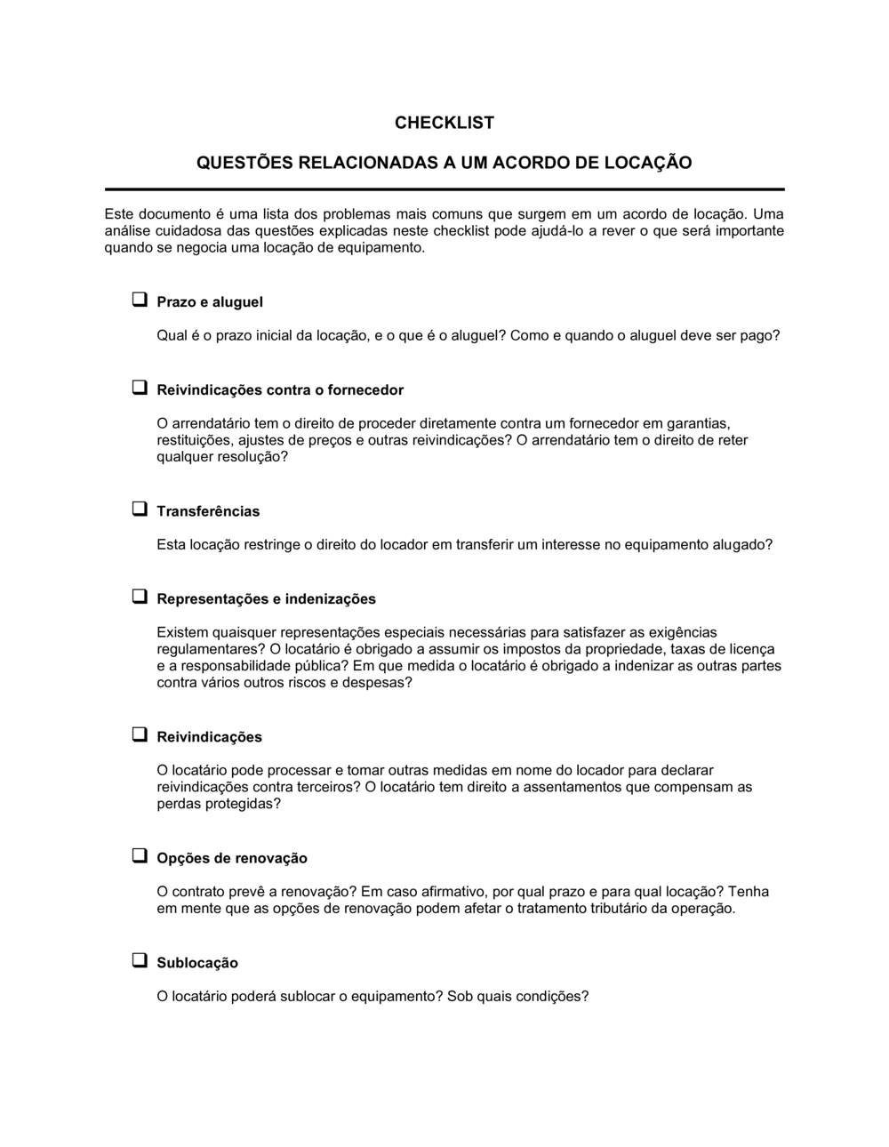 Business-in-a-Box's Lista de Conferência Concessão de Equipamento