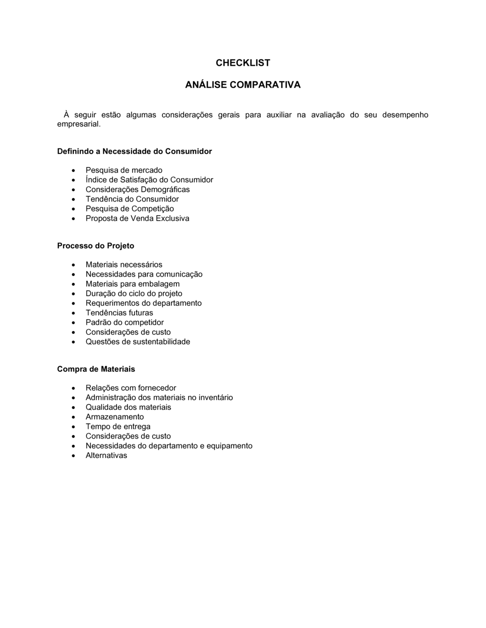 Business-in-a-Box's Lista de Conferência Considerações de Benchmarking
