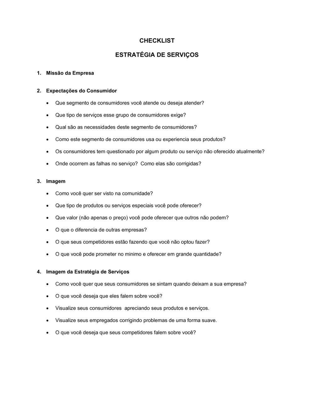 Business-in-a-Box's Lista de Conferência Estratégia de Serviço