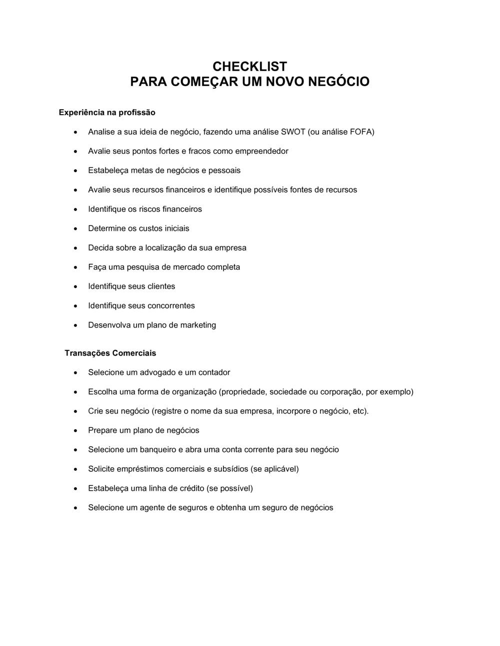 Business-in-a-Box's Lista de Conferência Iniciativa