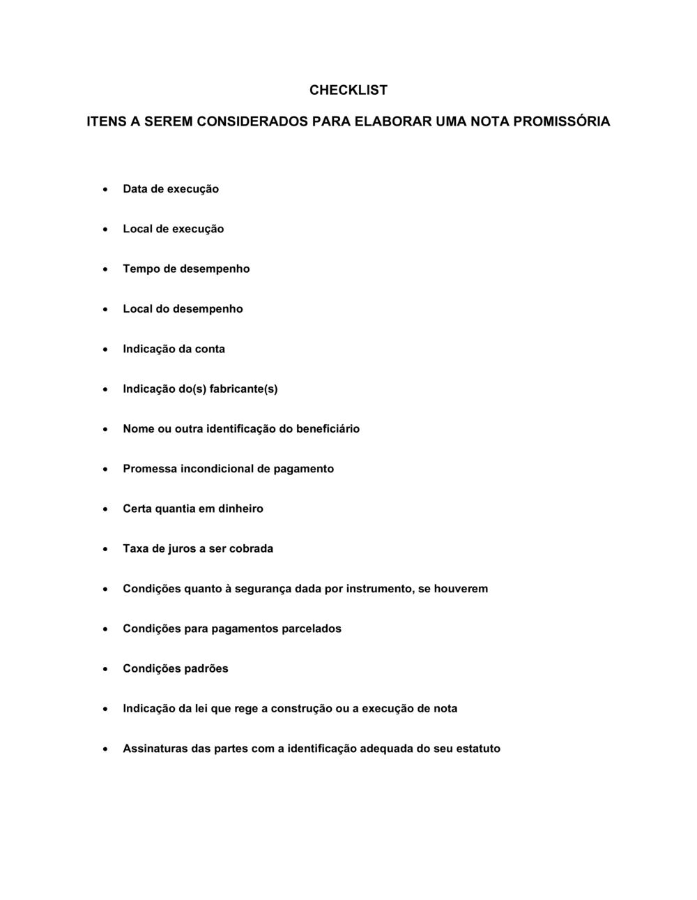 Business-in-a-Box's Lista de Conferência Itens para Considerar para Fazer uma Nota Promissória