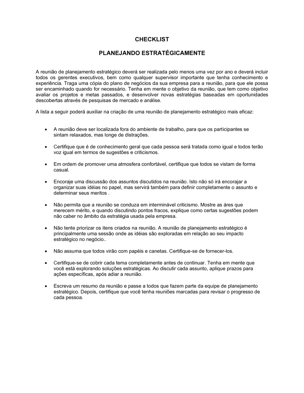 Business-in-a-Box's Lista de Conferência Planejamento Estratégico