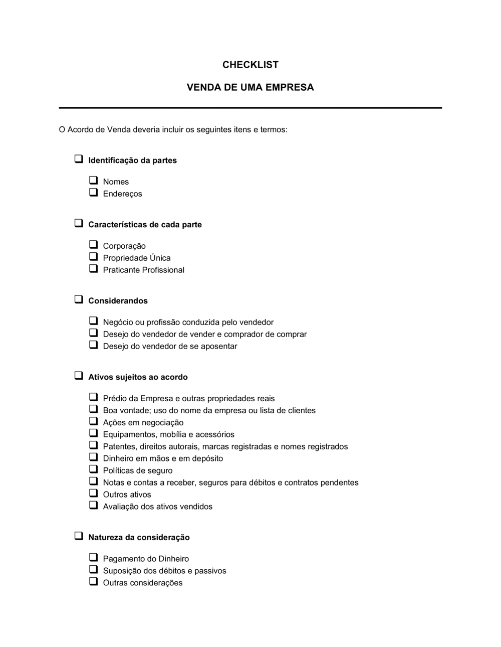 Business-in-a-Box's Lista de Conferência Venda de um Negócoi