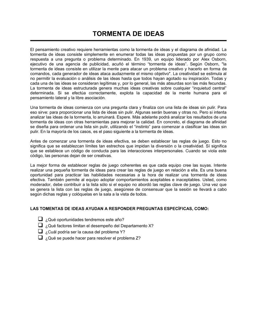 Business-in-a-Box's Lista de ítems a tener en cuenta desarrollar una organización de ideas