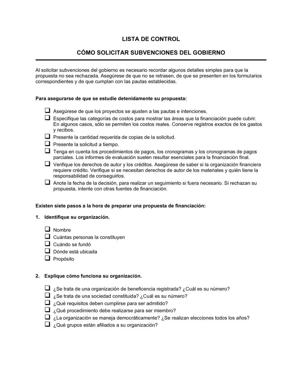Business-in-a-Box's Lista de ítems a tener en cuenta ¿cómo aplicar las subvenciones otorgadas por el gobierno