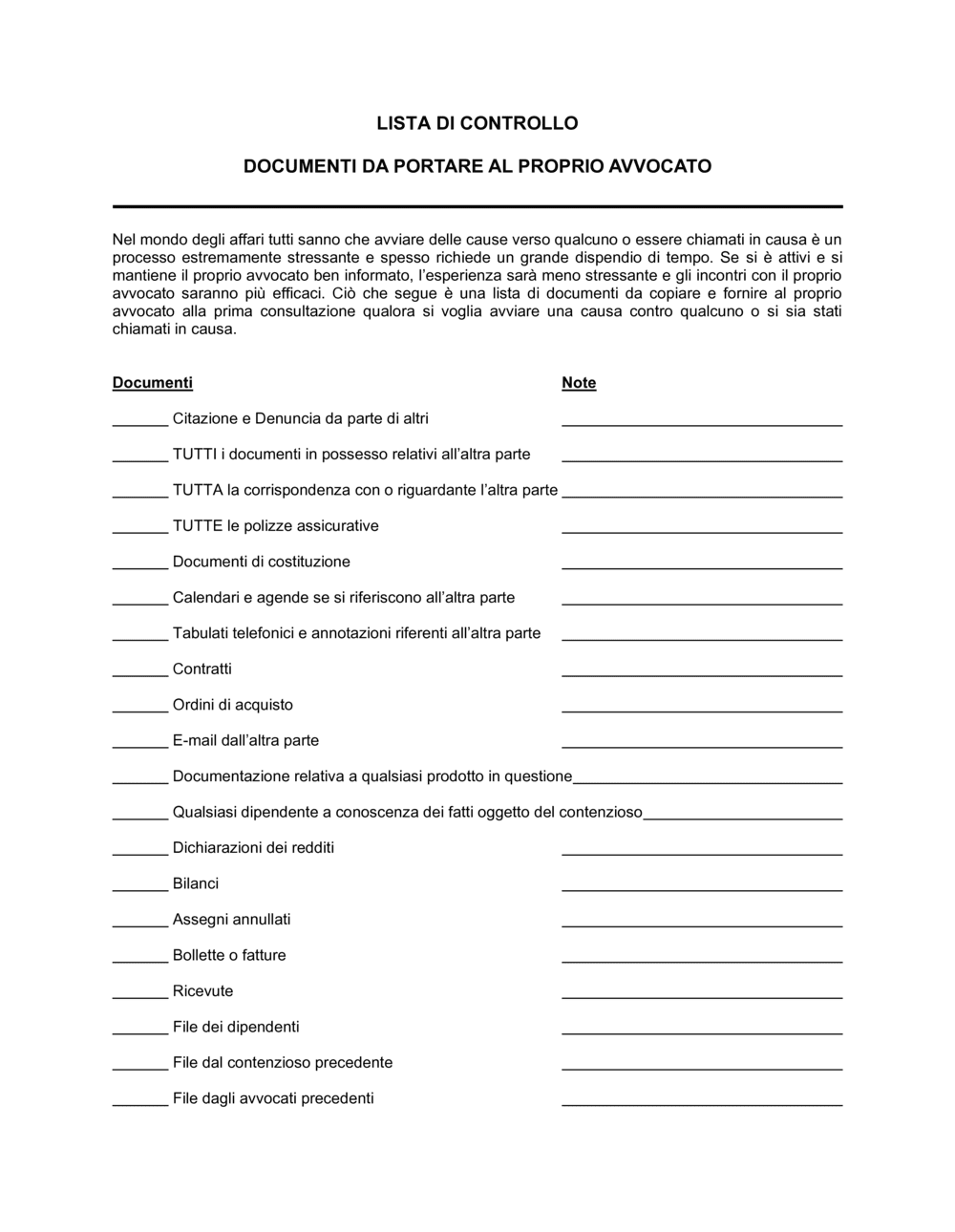 Business-in-a-Box's Lista di controllo documenti da portare al proprio avvocato