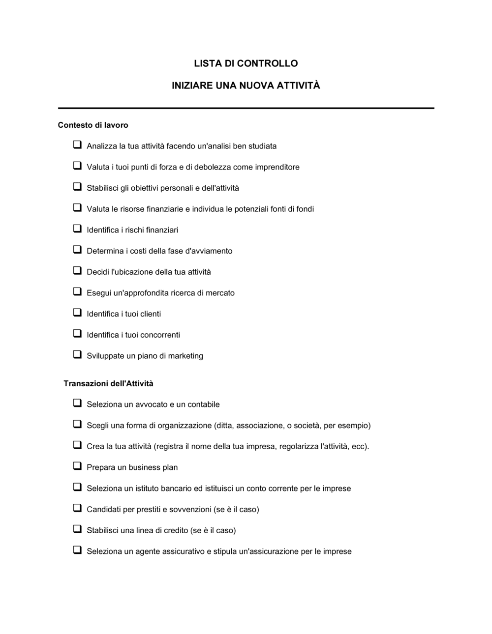 Business-in-a-Box's Lista di controllo iniziare una nuova attività