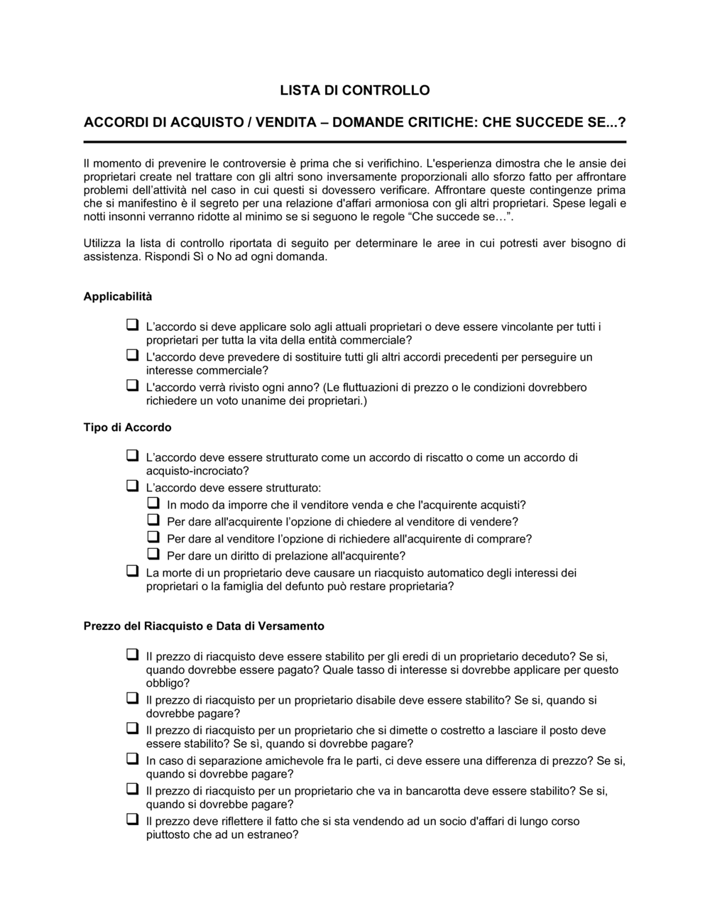 Business-in-a-Box's Lista di controllo vendita di un'attività_domande che succede se