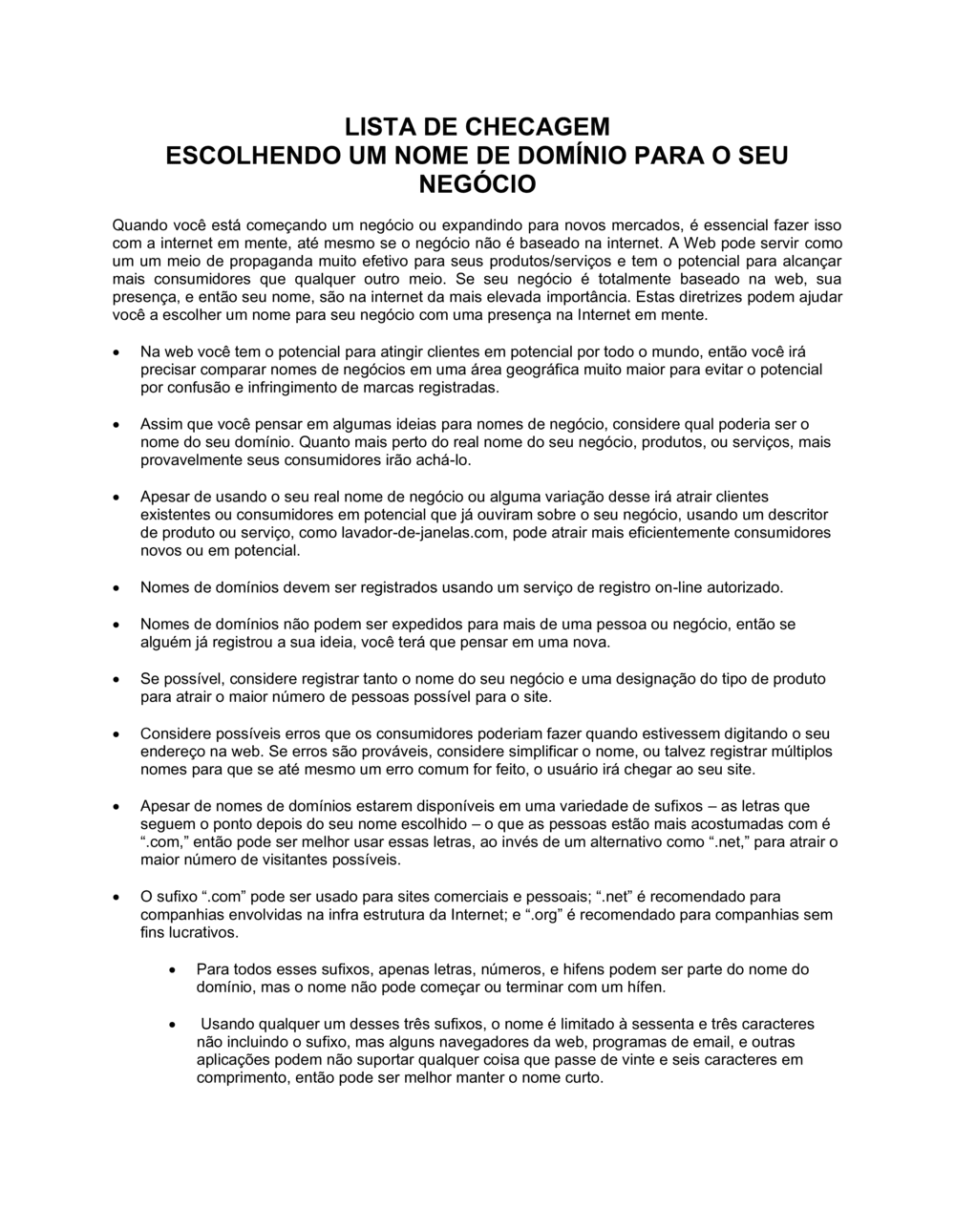 Business-in-a-Box's Listas de Conferência Escolhendo um Nome de Domínio