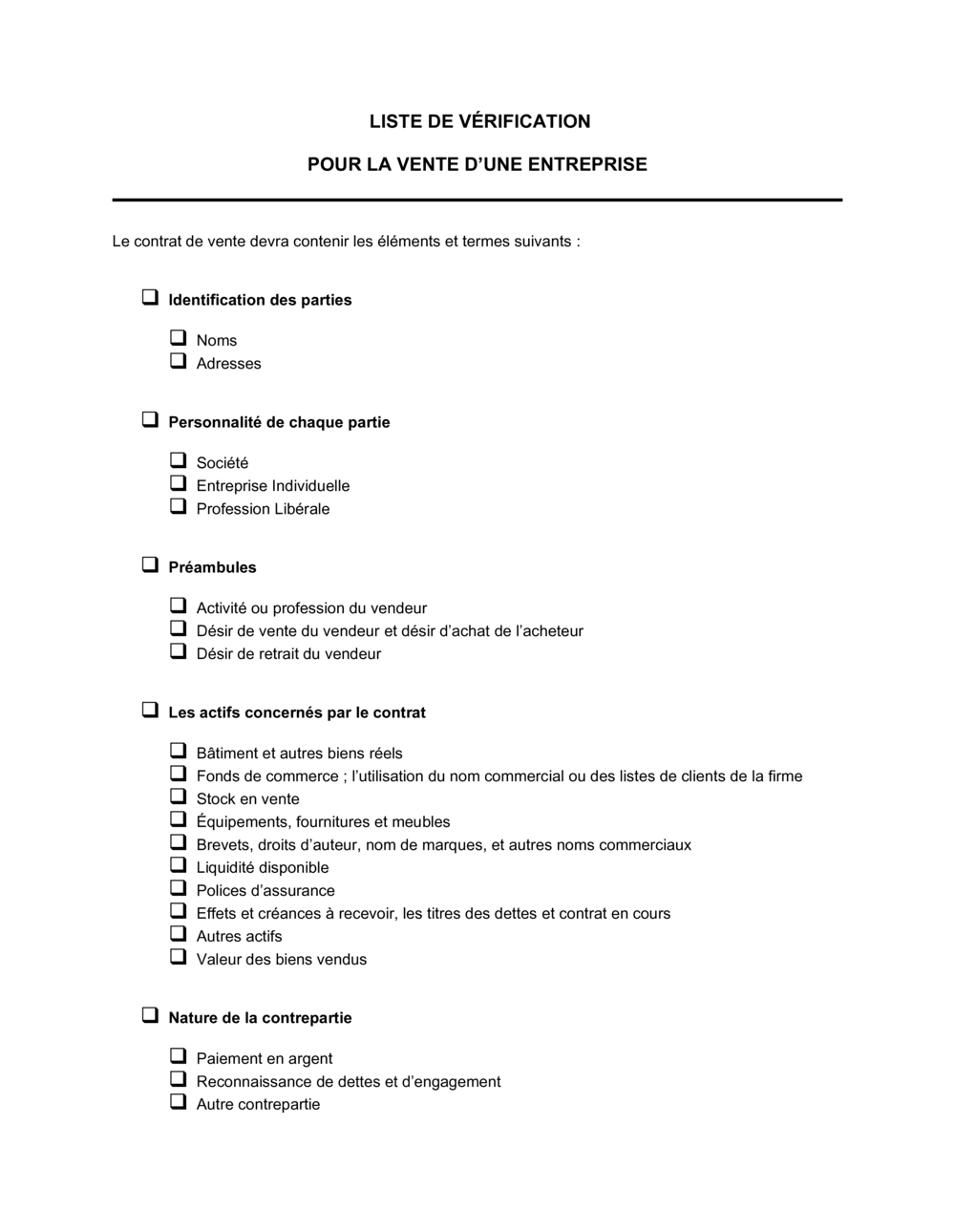 Business-in-a-Box's Liste de vérification pour la vente d'une entreprise