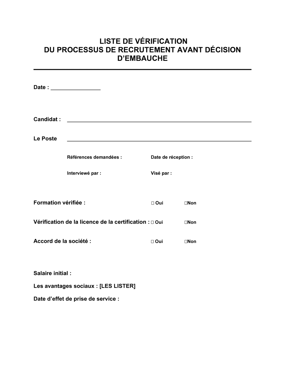 Business-in-a-Box's Liste de vérification Fiche récapitulative des exigences liées à un poste