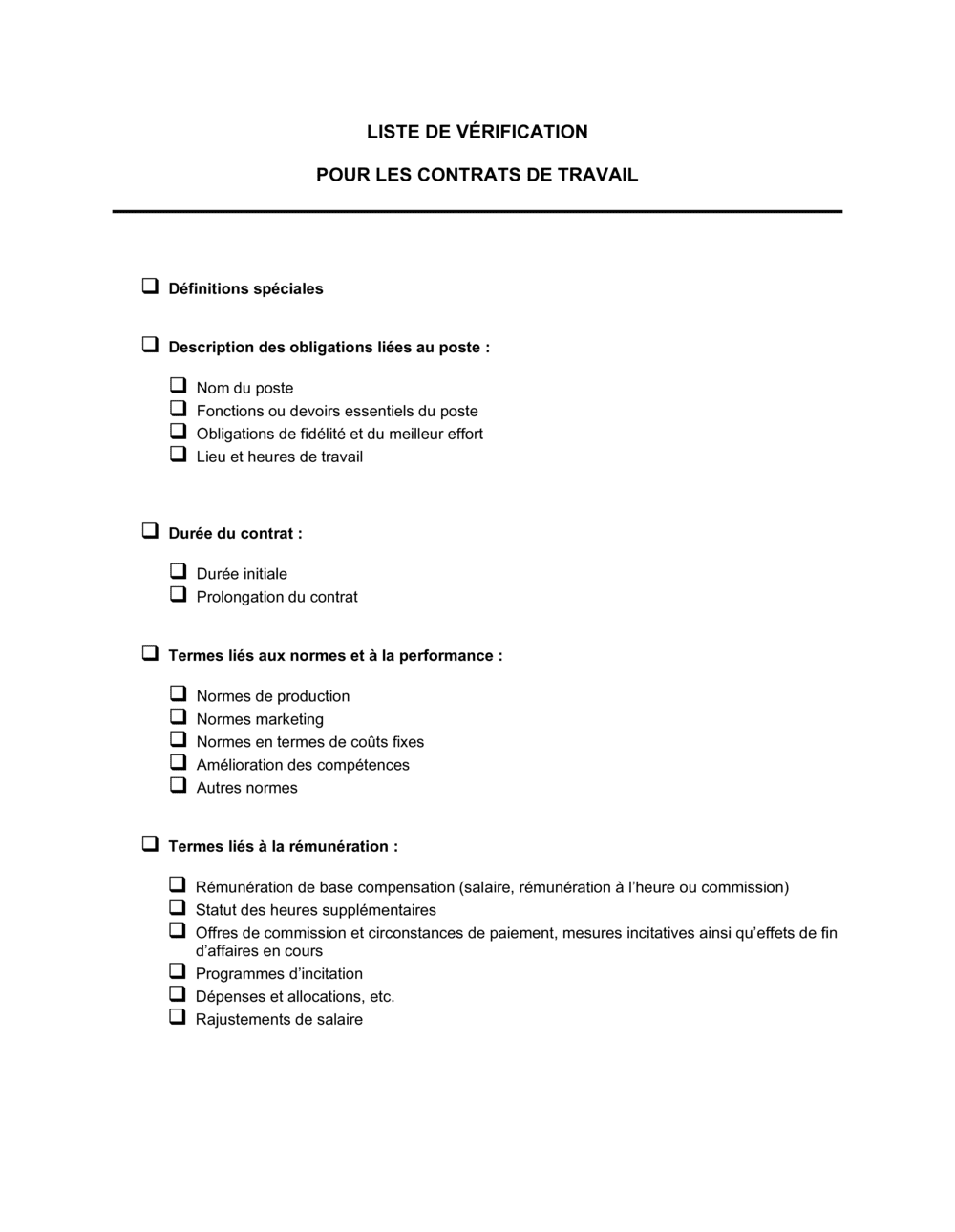 Business-in-a-Box's Liste de vérification Pour la rédaction d'un contrat de travail