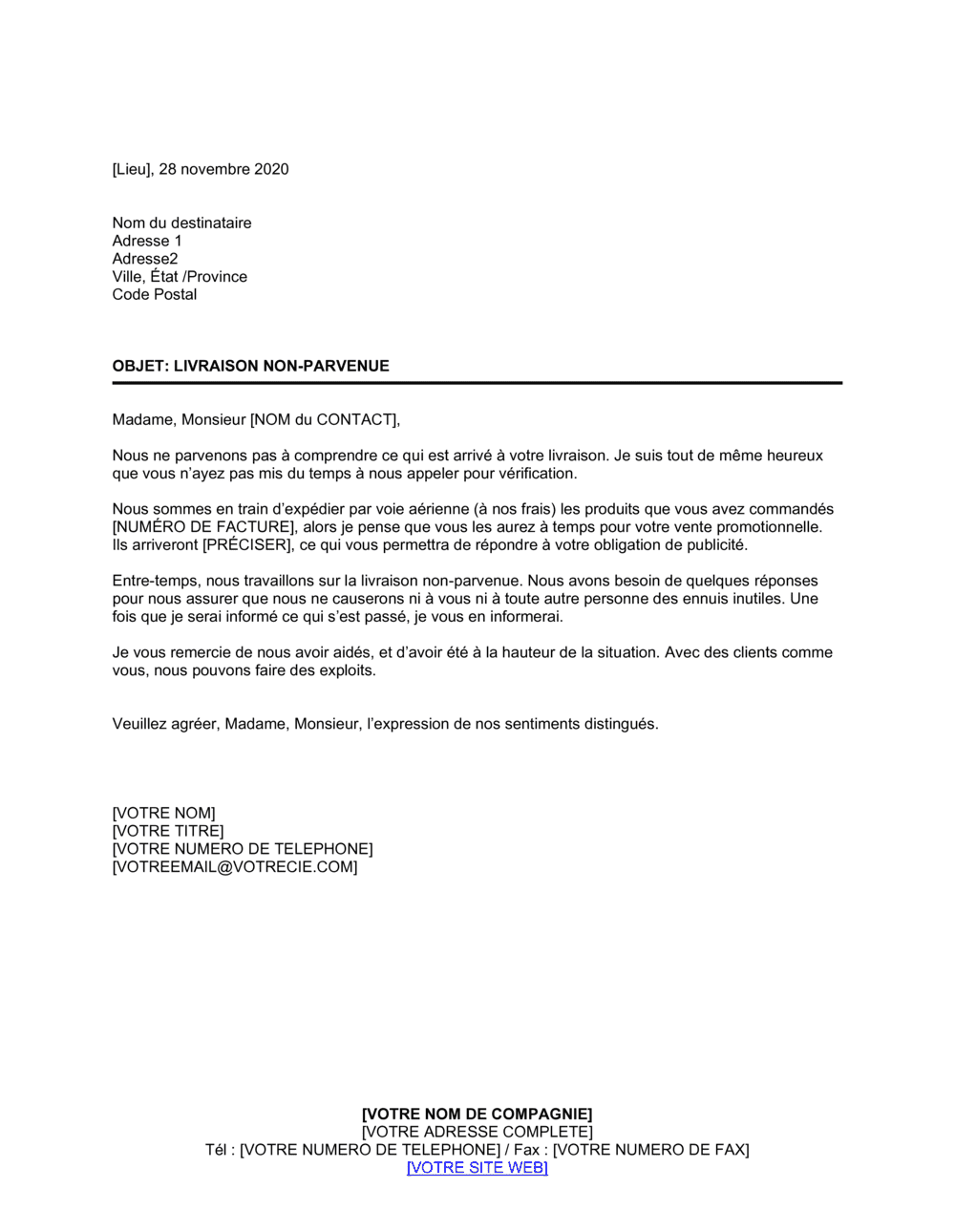 Business-in-a-Box's Livraison non parvenue