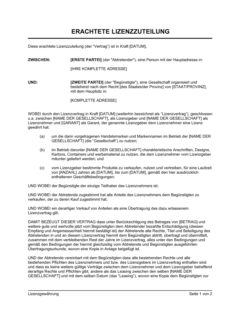 Business-in-a-Box's Lizenzgewährung