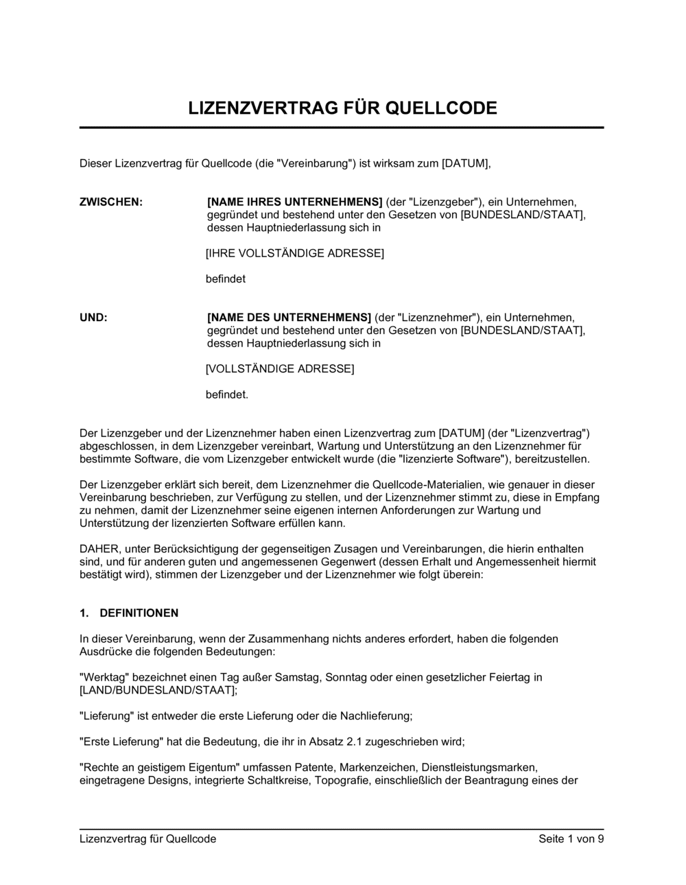 Business-in-a-Box's Lizenzvertrag für Quellcode