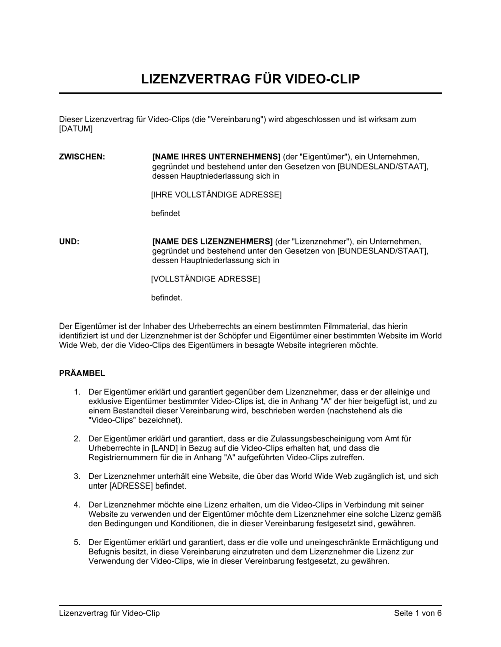 Business-in-a-Box's Lizenzvertrag für Video Clip
