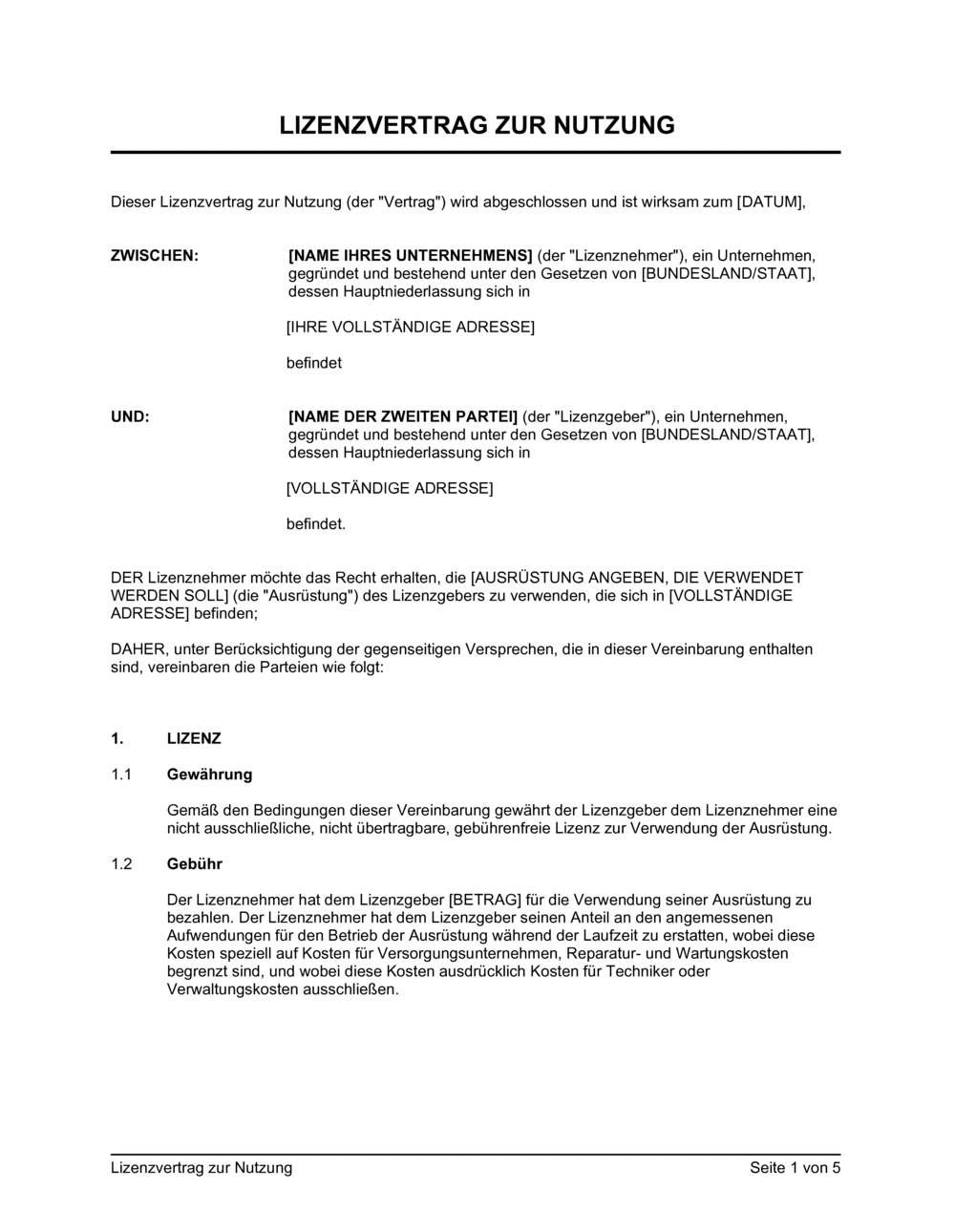 Business-in-a-Box's Lizenzvertrag zur Nutzung