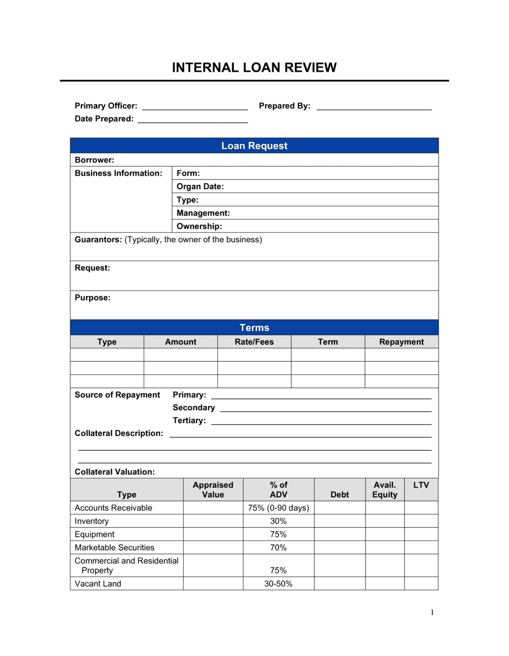 Loan Application Review Form Template by Business in a Box™
