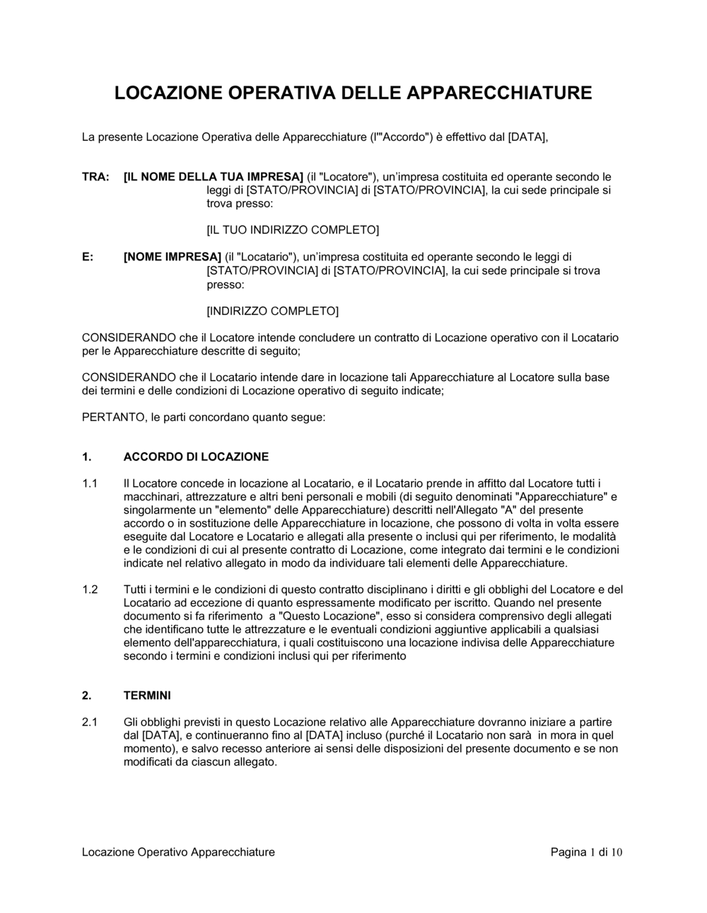 Business-in-a-Box's Locazione operativa delle apparecchiature