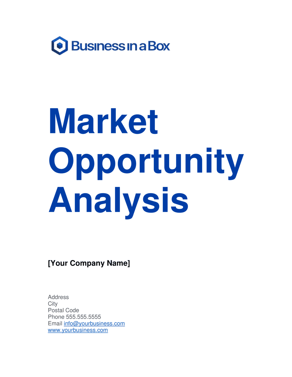 Business-in-a-Box's Market Opportunity Analysis Template