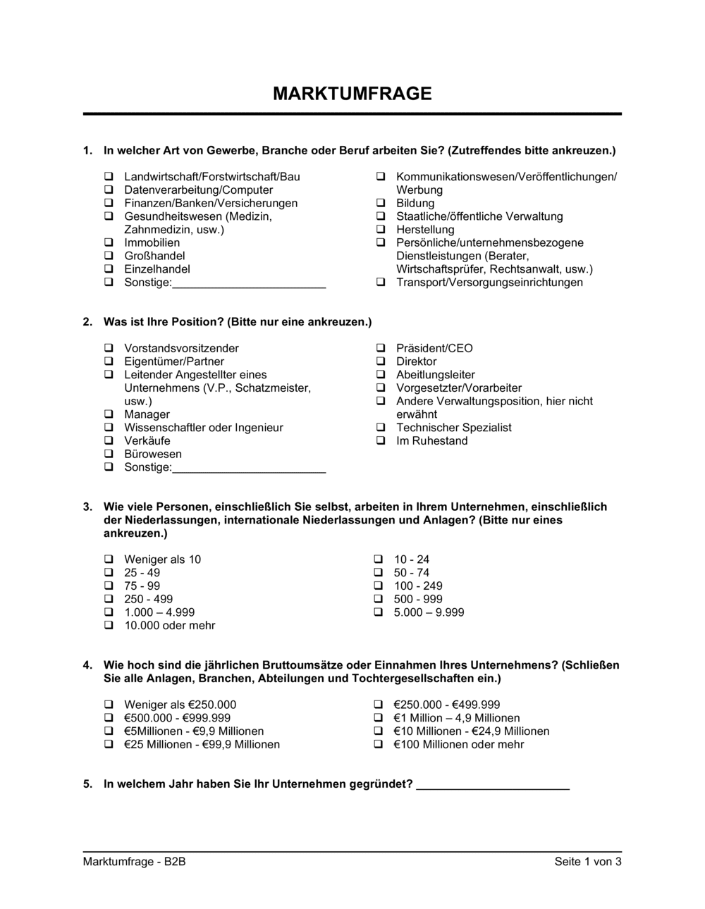 Business-in-a-Box's Marktumfrage - B2B