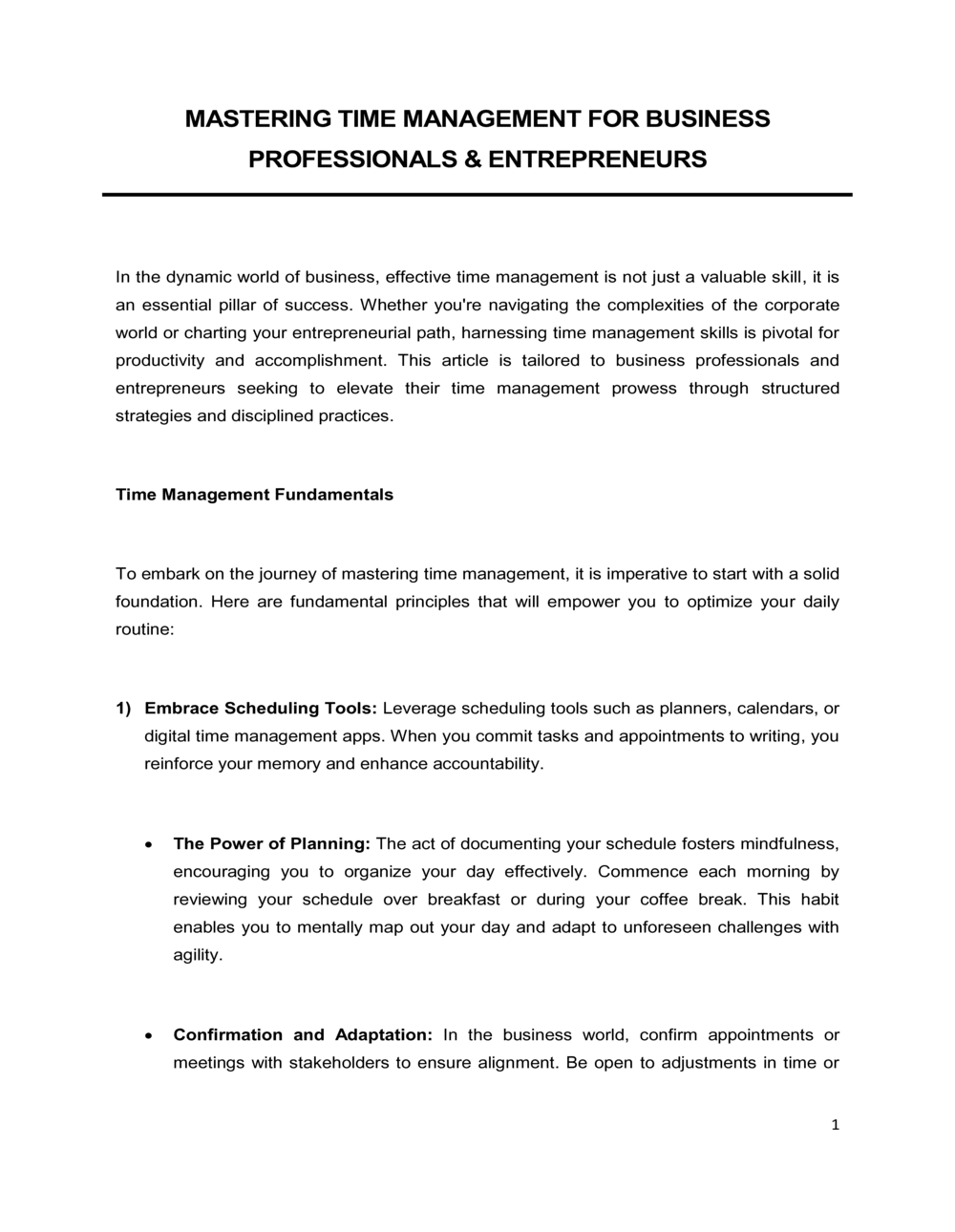 Business-in-a-Box's Mastering Time Management For Business Professionals Template