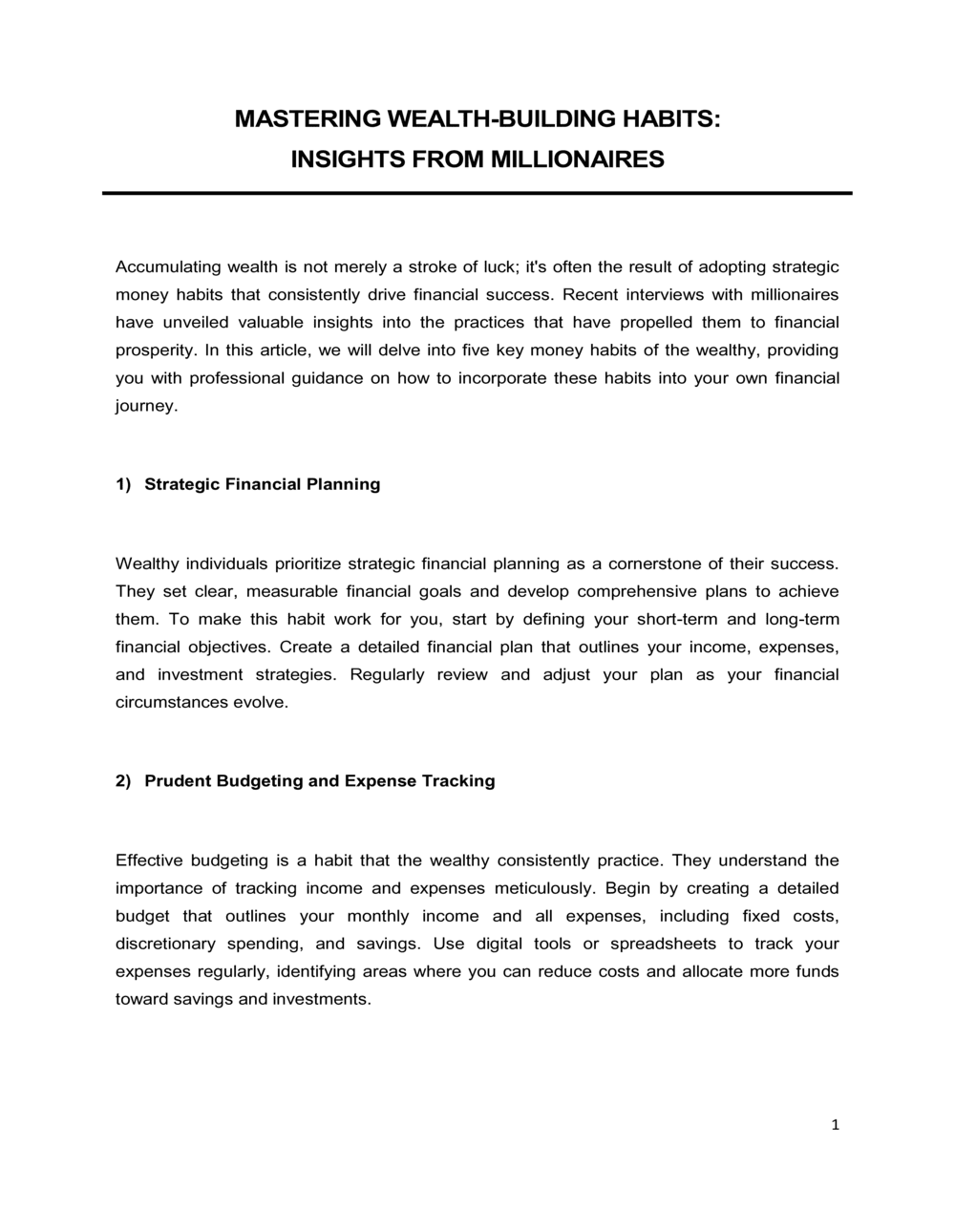 Business-in-a-Box's Mastering Wealth Building Habits Insights From Millionaires Template