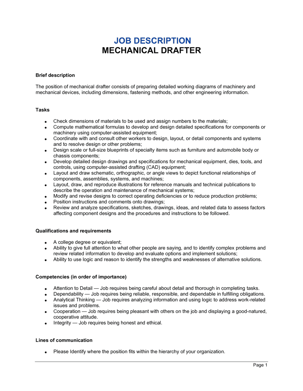 Geschmolzen Illusion Kassenbon Mechanical Drafter Job Description 