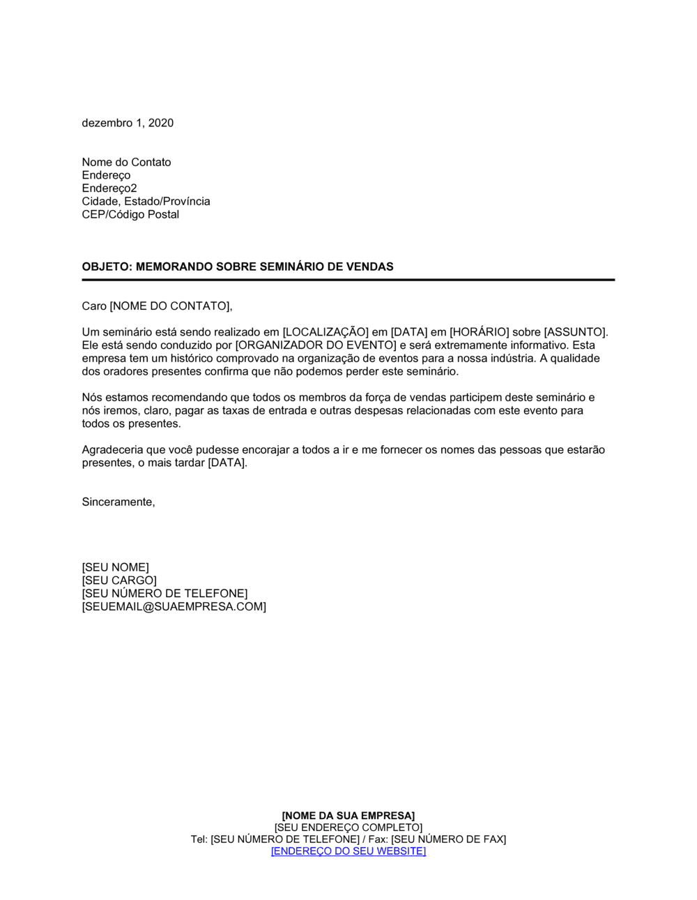 Business-in-a-Box's Memorando de Seminário de Vendas