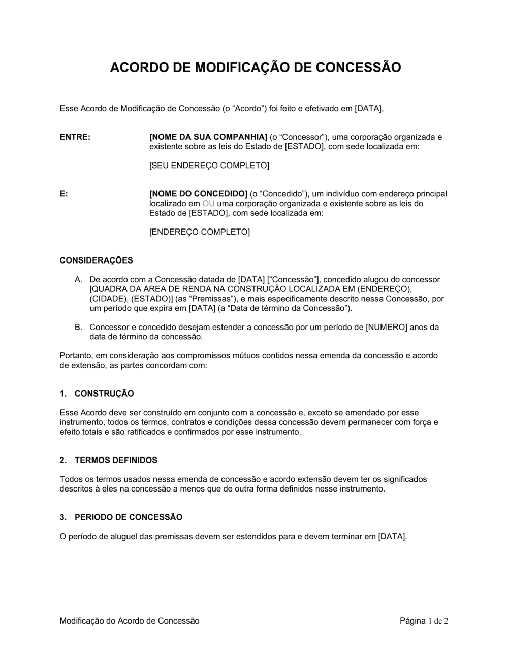 Business-in-a-Box's Modificação de Concessão