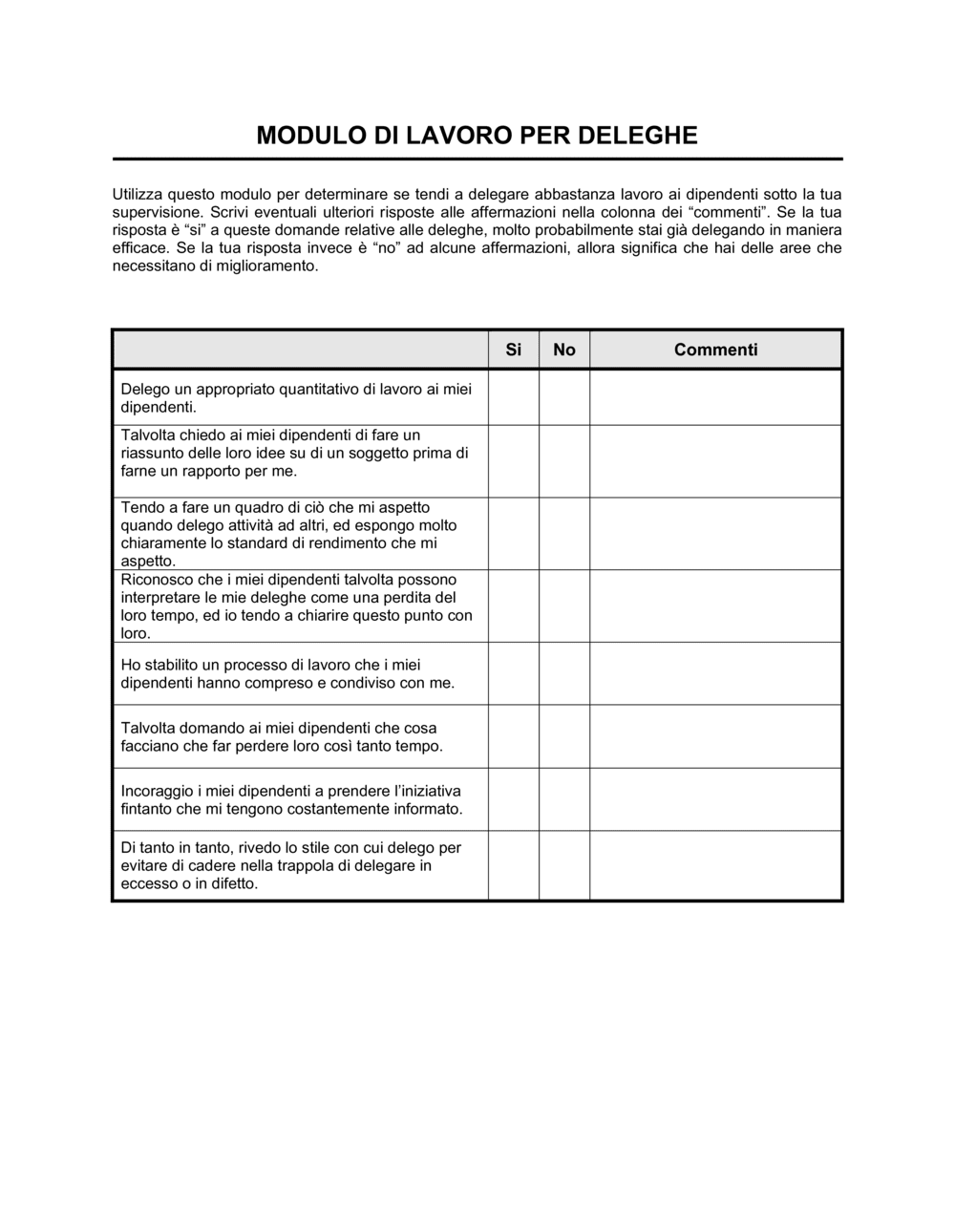 Business-in-a-Box's Modulo di lavoro per deleghe