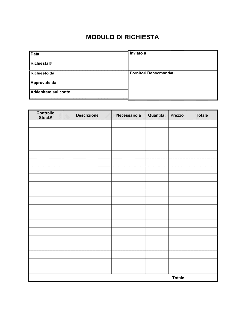 Business-in-a-Box's Modulo di richiesta
