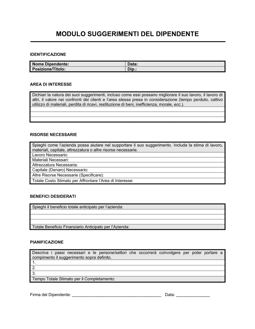 Business-in-a-Box's Modulo suggerimenti del dipendente