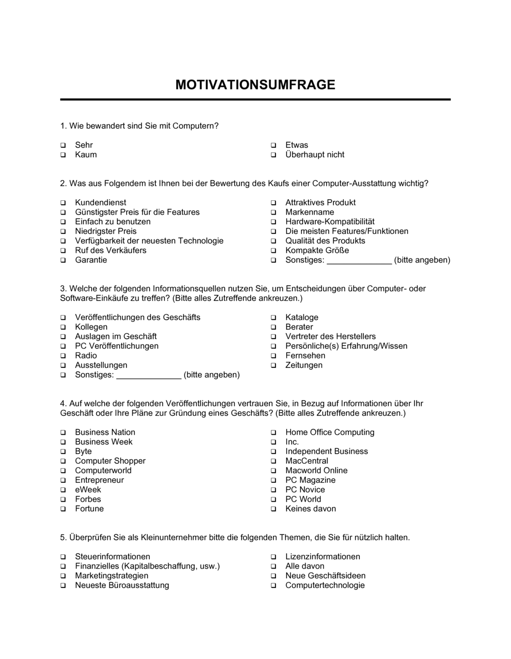 Business-in-a-Box's Motivationsumfrage