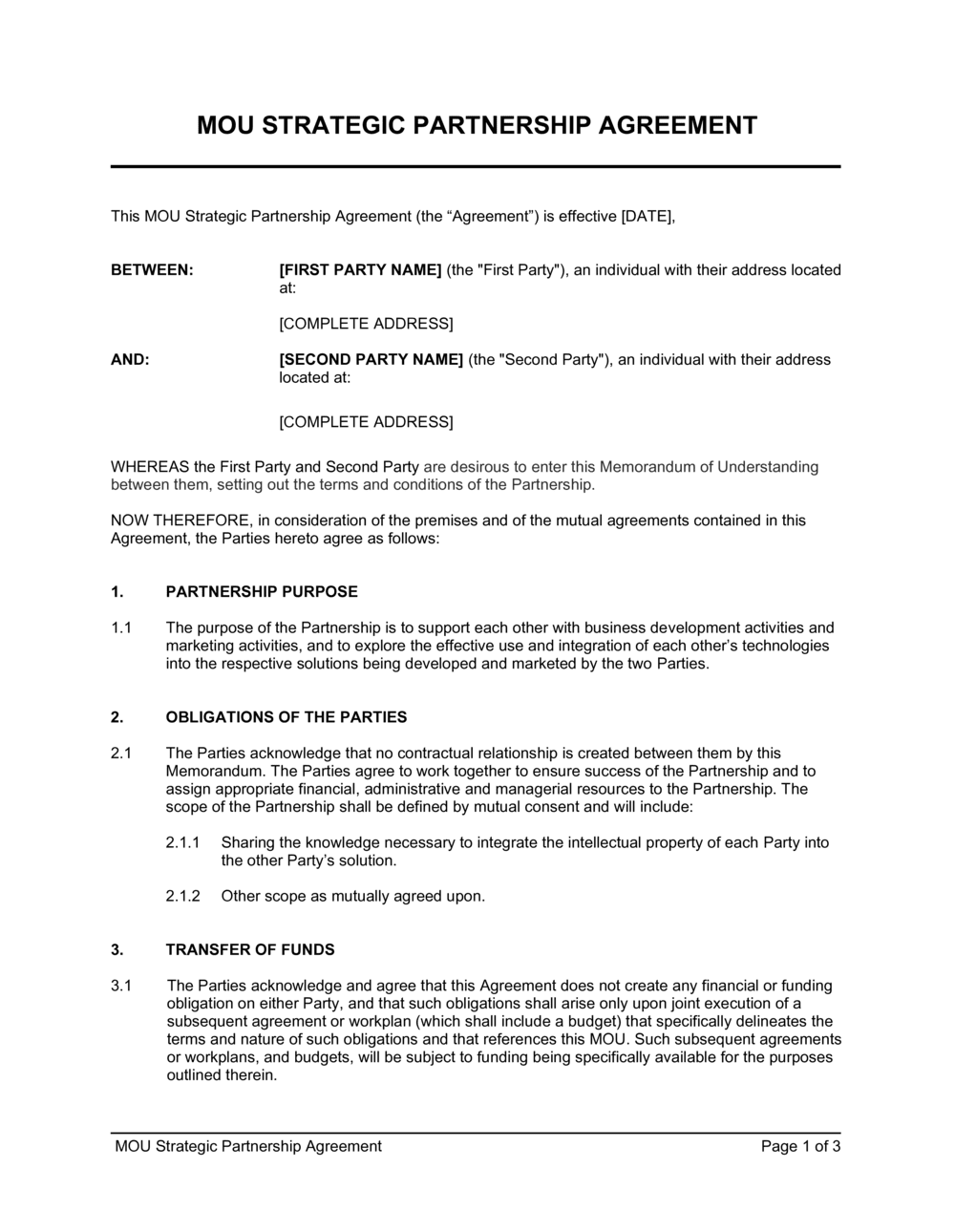 Free Business Partnership Agreement Template Uk