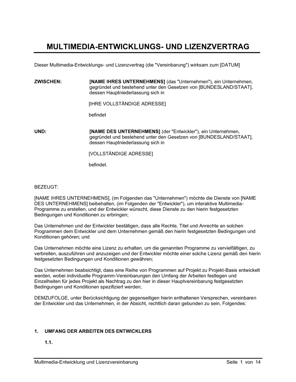 Business-in-a-Box's Multimedia-Entwicklung und Lizenzvereinbarung