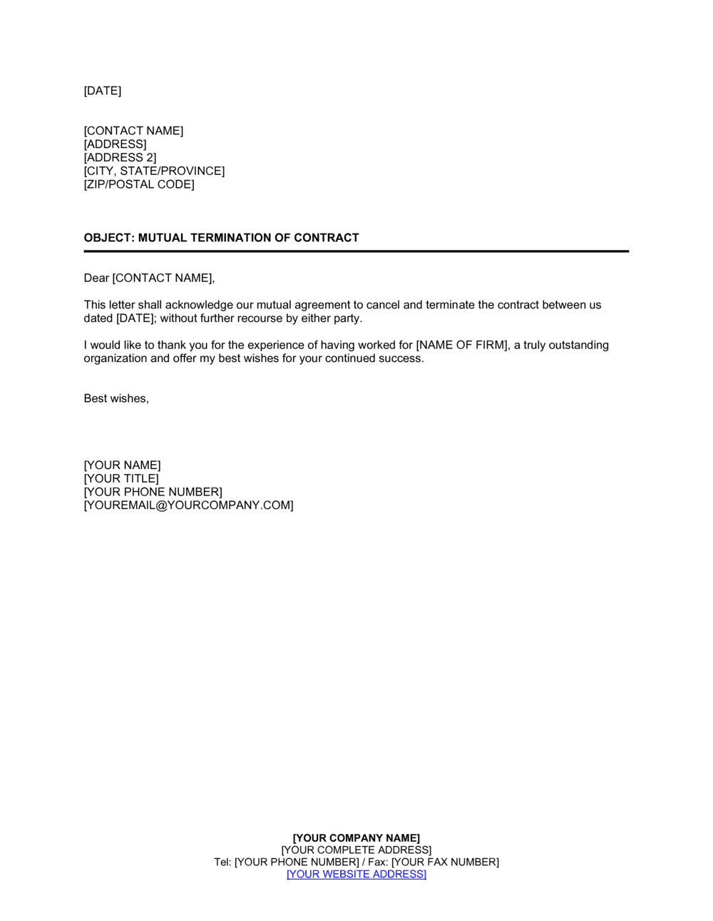 Business Contract Termination Letter Template from templates.business-in-a-box.com