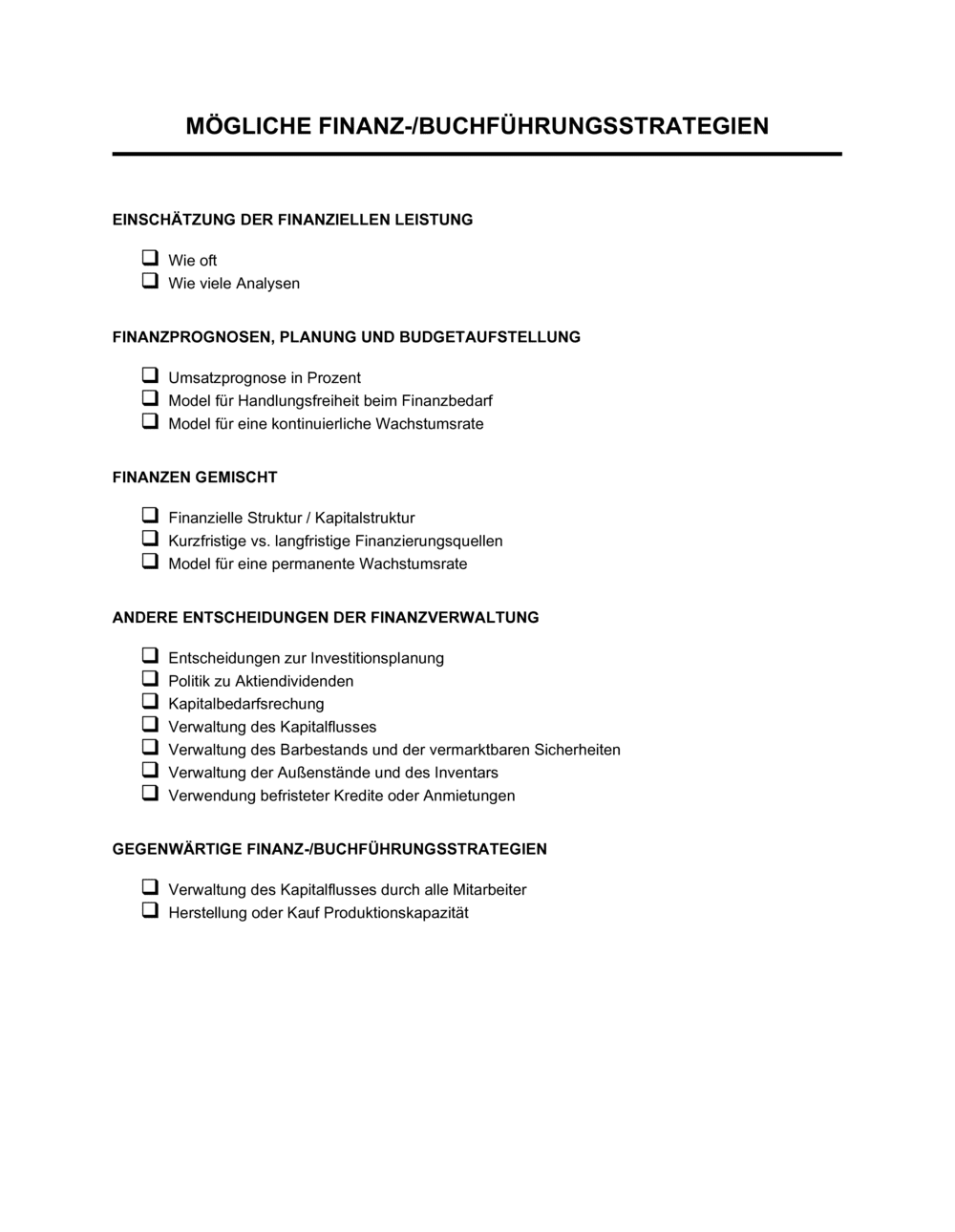 Business-in-a-Box's Mögliche Finanz-Buchführungsstrategien