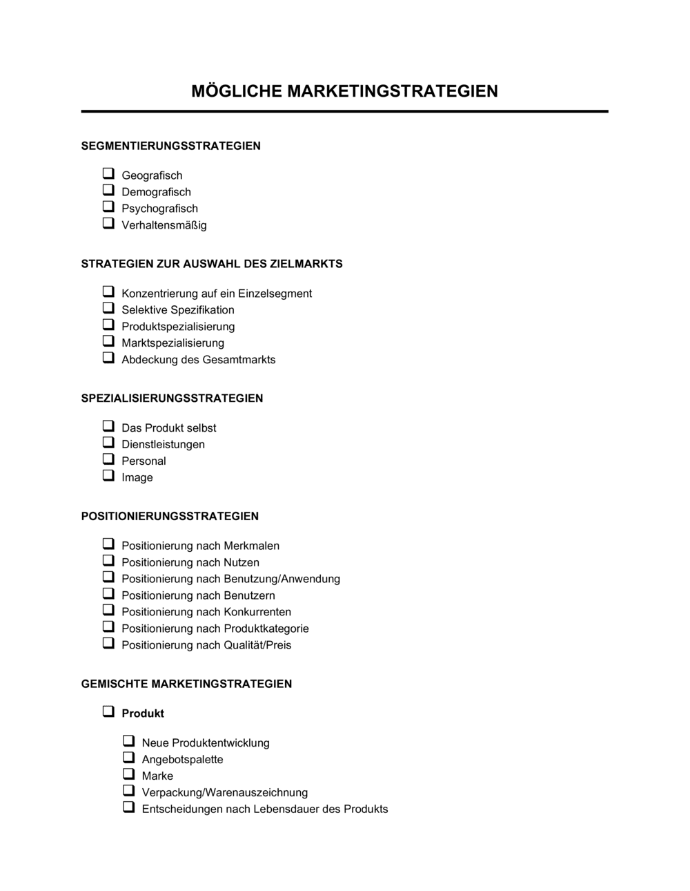 Business-in-a-Box's Mögliche Marketingstrategien