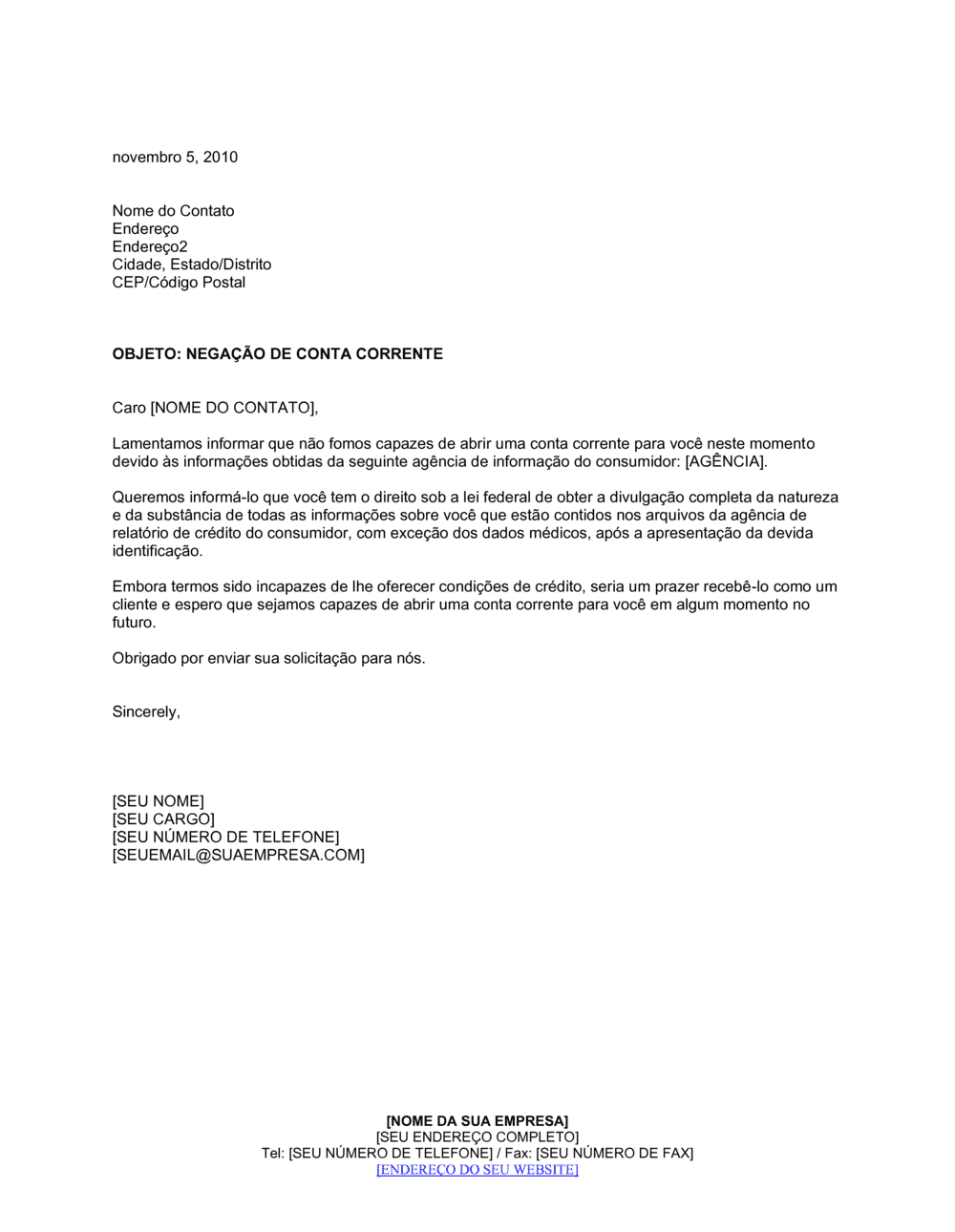 Business-in-a-Box's Negação de Conta de Cobrança Individual