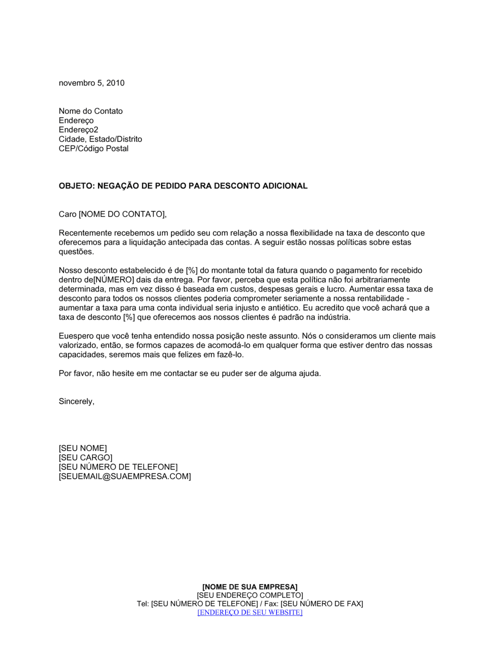 Business-in-a-Box's Negação do Pedido de Cobrança Trimestral